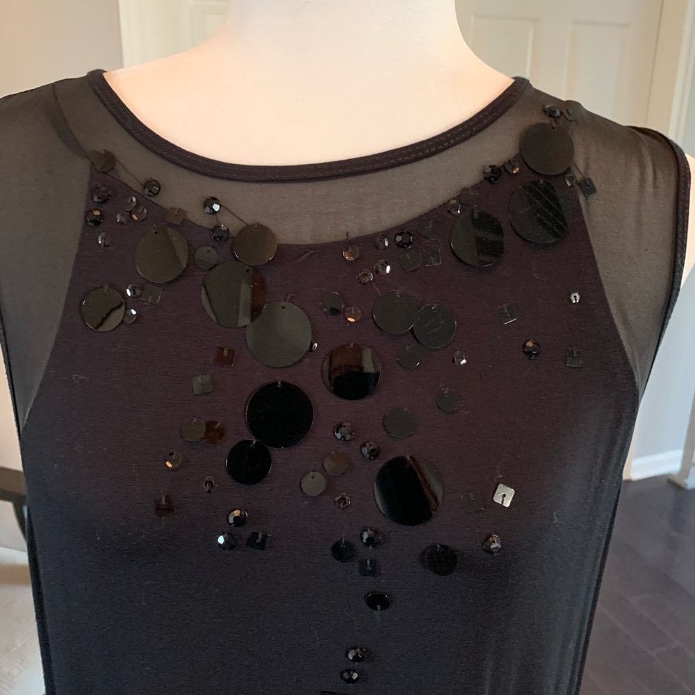 Olivia Sky Black Mesh Sequin Sleeveless Mini Dress - Picture 3 of 4